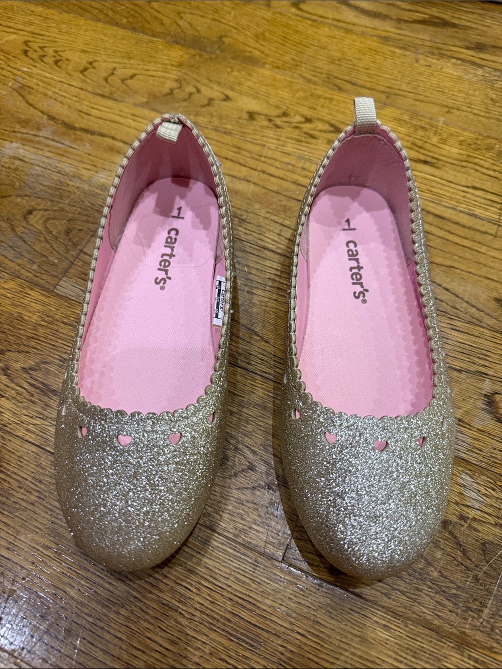 Carter's Gold Glitter Girls' Ballet Flats with Pink Insole
